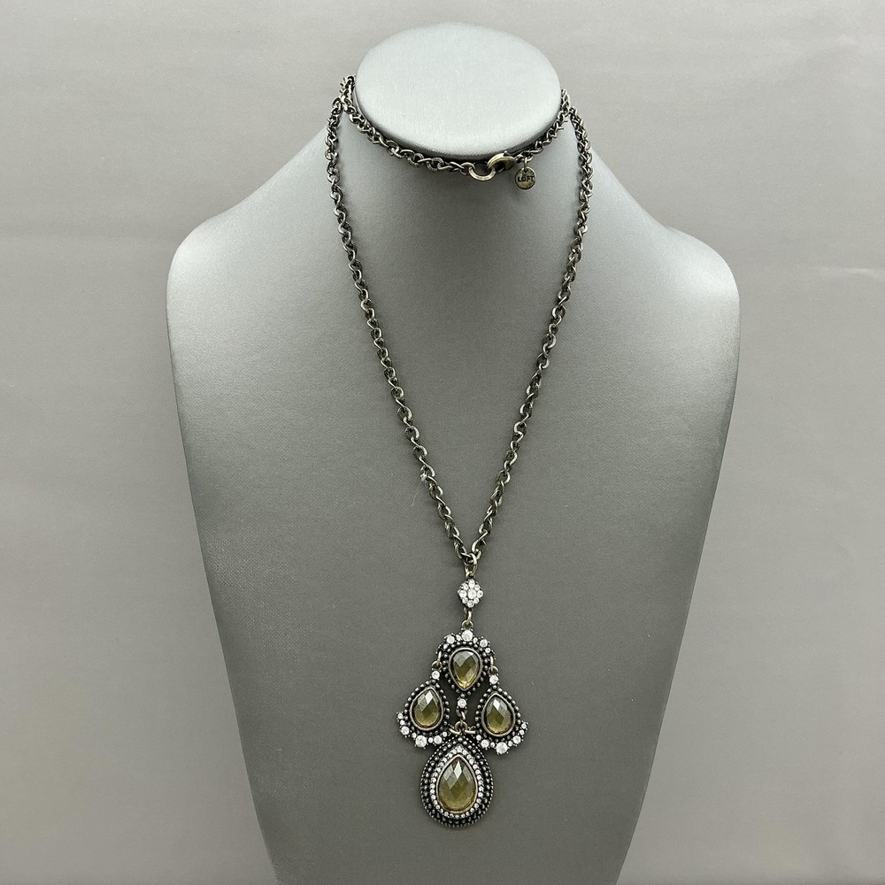 LOFT Necklace Gold Tone Yellow Teardrop Pendant Womens Statement Jewelry 28"